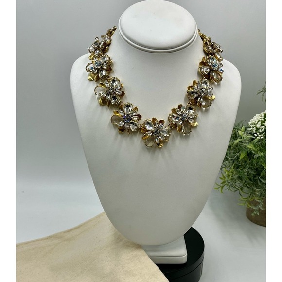J. Crew Crystal Bloom Stacked
Rhinestone Floral Statement
Collar AB Necklace - Picture 1 of 16